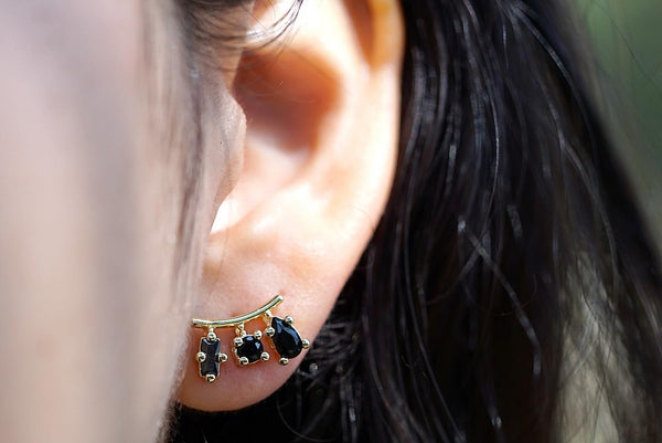 BLACK CZ 3-SHAPES STUDS