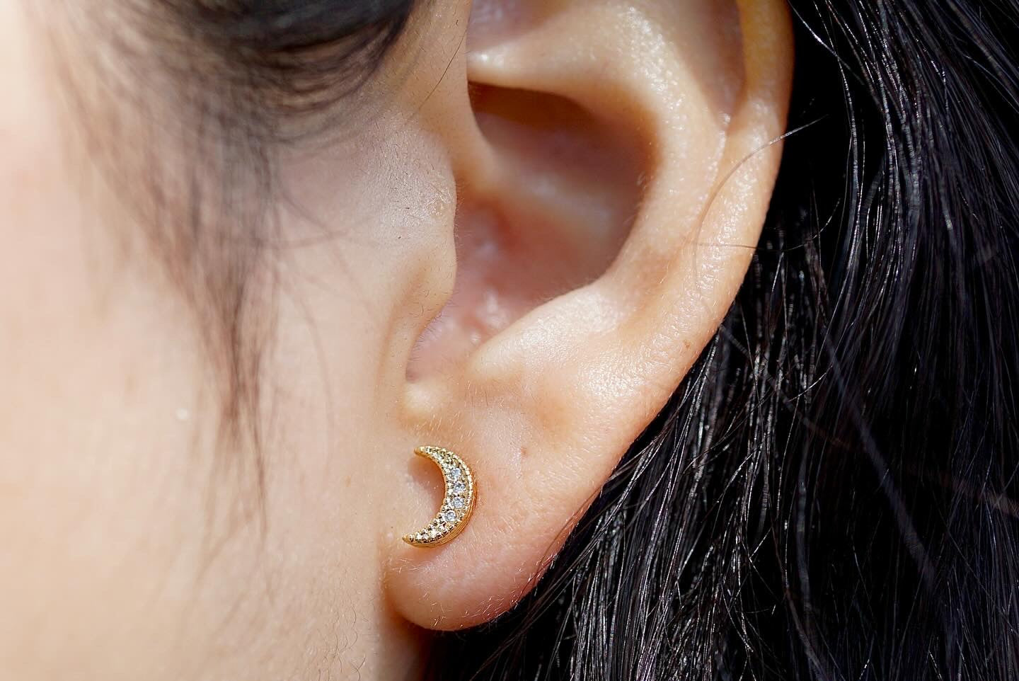 MOON CZ CRESCENT STUDS