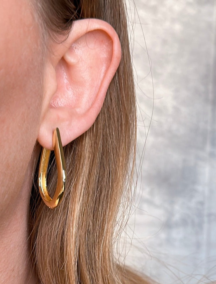 Teardrop Shaped Hoop Earrings