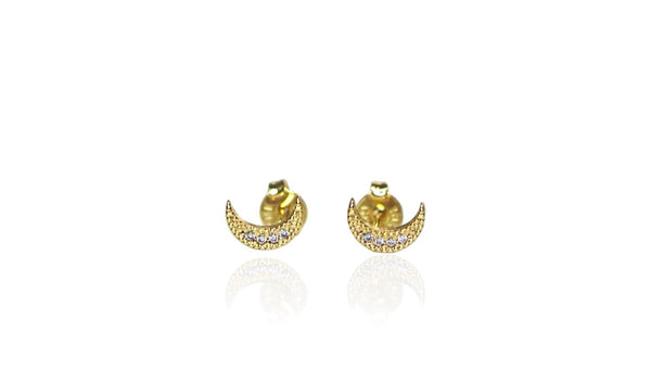 MOON CZ CRESCENT STUDS