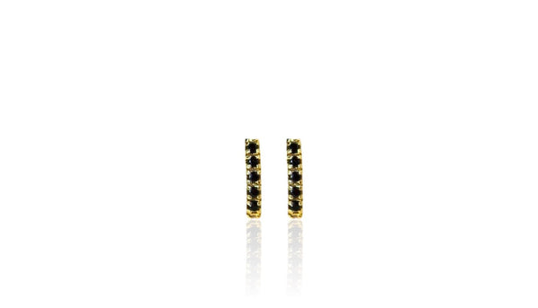 CURVED BAR BLACK CRYSTAL EARRINGS