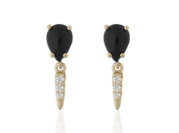 ONYX PEAR SPIKE EARRINGS