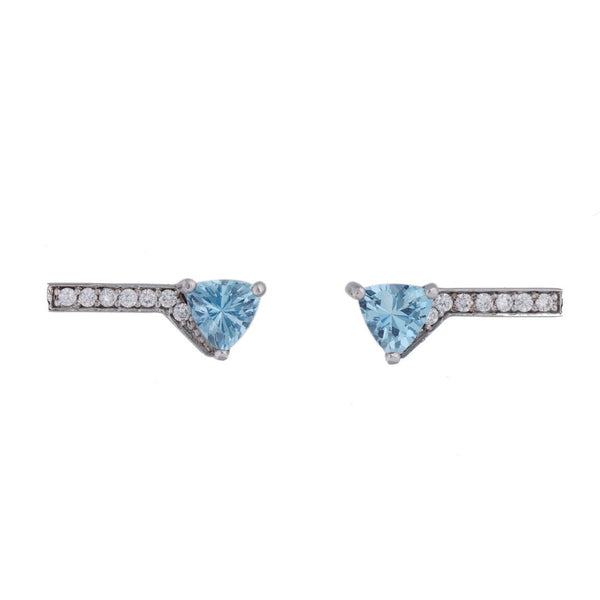 TRILLION AQUAMARINE DIAMOND EARRING CLIMBERS  - WHITE GOLD