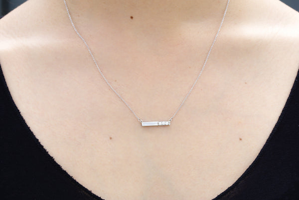 3 CZ BAR NECKLACE - WHITE GOLD