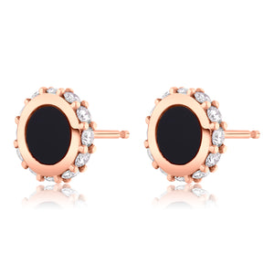 ONYX CZ EARRING STUDS - ROSE GOLD