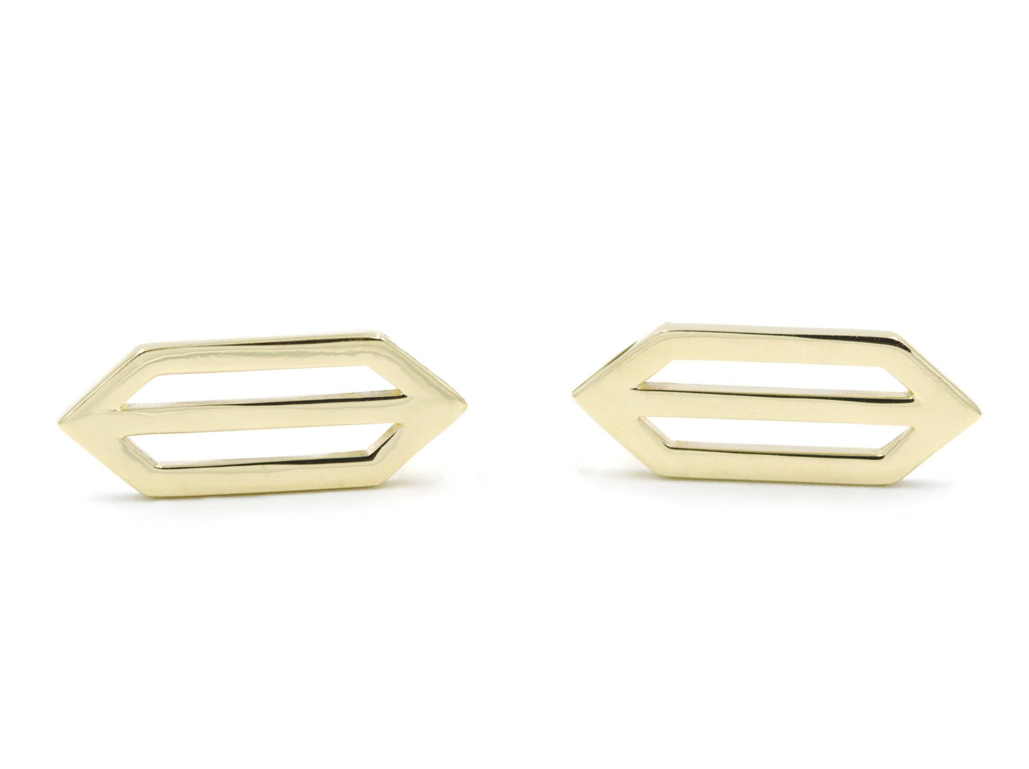 GEOMETRIC CLIMBER EARRING STUDS - YELLOW GOLD