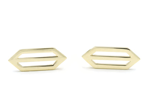 GEOMETRIC CLIMBER EARRING STUDS - YELLOW GOLD