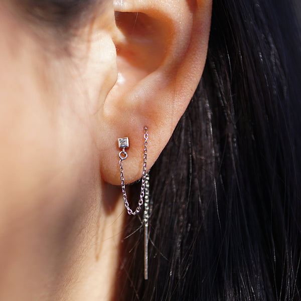 PRINCESS-CUT U THREADER EARRINGS