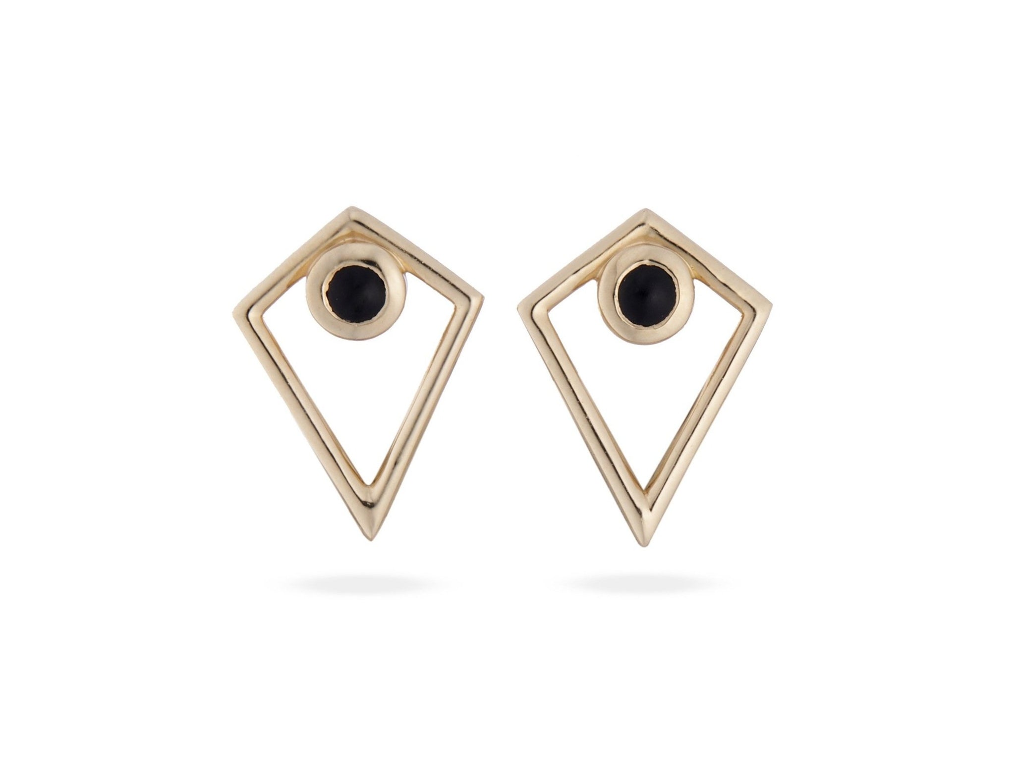 PYRAMID SHAPE ONYX EARRINGS