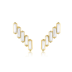 14K CZ BAGUETTE EAR CLIMBERS
