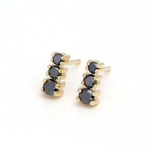 TRIO 14K YELLOW GOLD BLACK DIAMOND EARRINGS