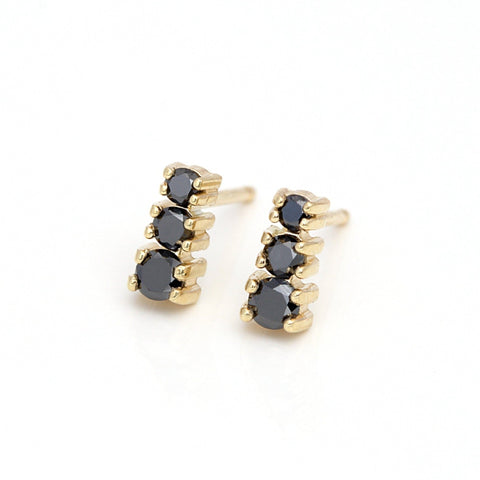 TRIO 14K YELLOW GOLD BLACK DIAMOND EARRINGS